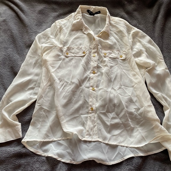 Long sleeve silky full button blouse - Picture 4 of 5
